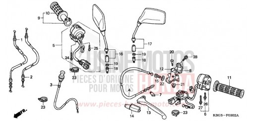 HEBELGRIFF/SCHALTER/KABEL (3) CB250X de 1999